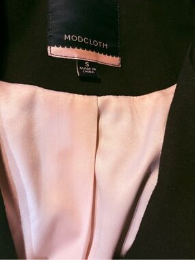 ModCloth Black Jacket with Pale Pink Satin Lining
